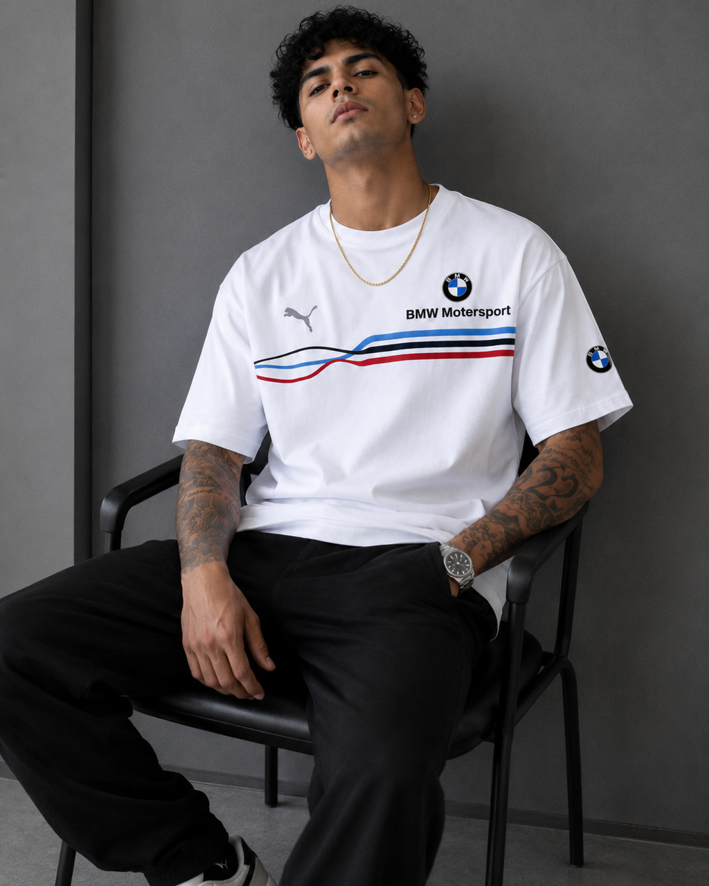🏁 Apex Tricolor Oversized T-Shirt - White