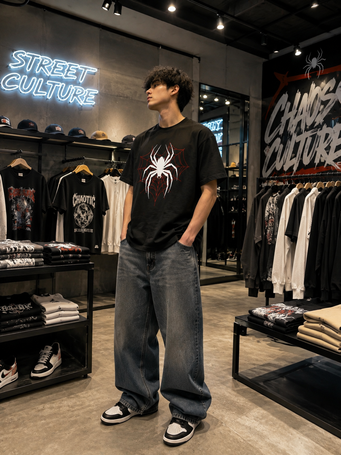 Spider Web Oversized Graphic T-Shirt – Black | Premium Streetwear