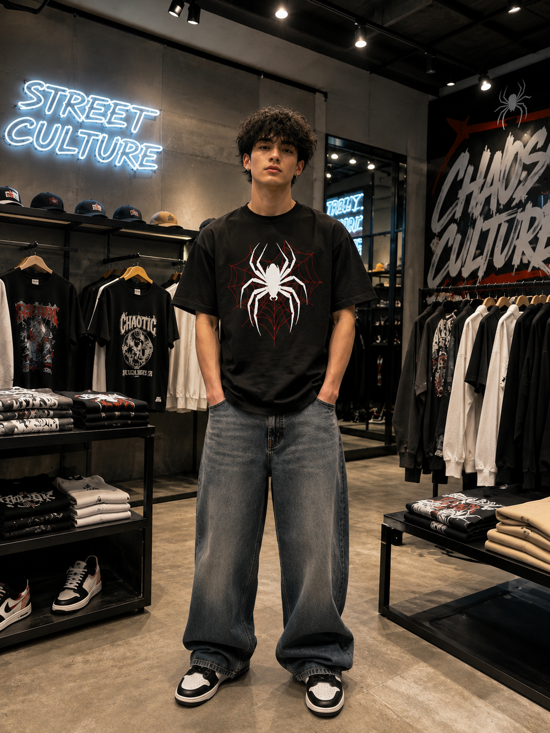 Spider Web Oversized Graphic T-Shirt – Black | Premium Streetwear
