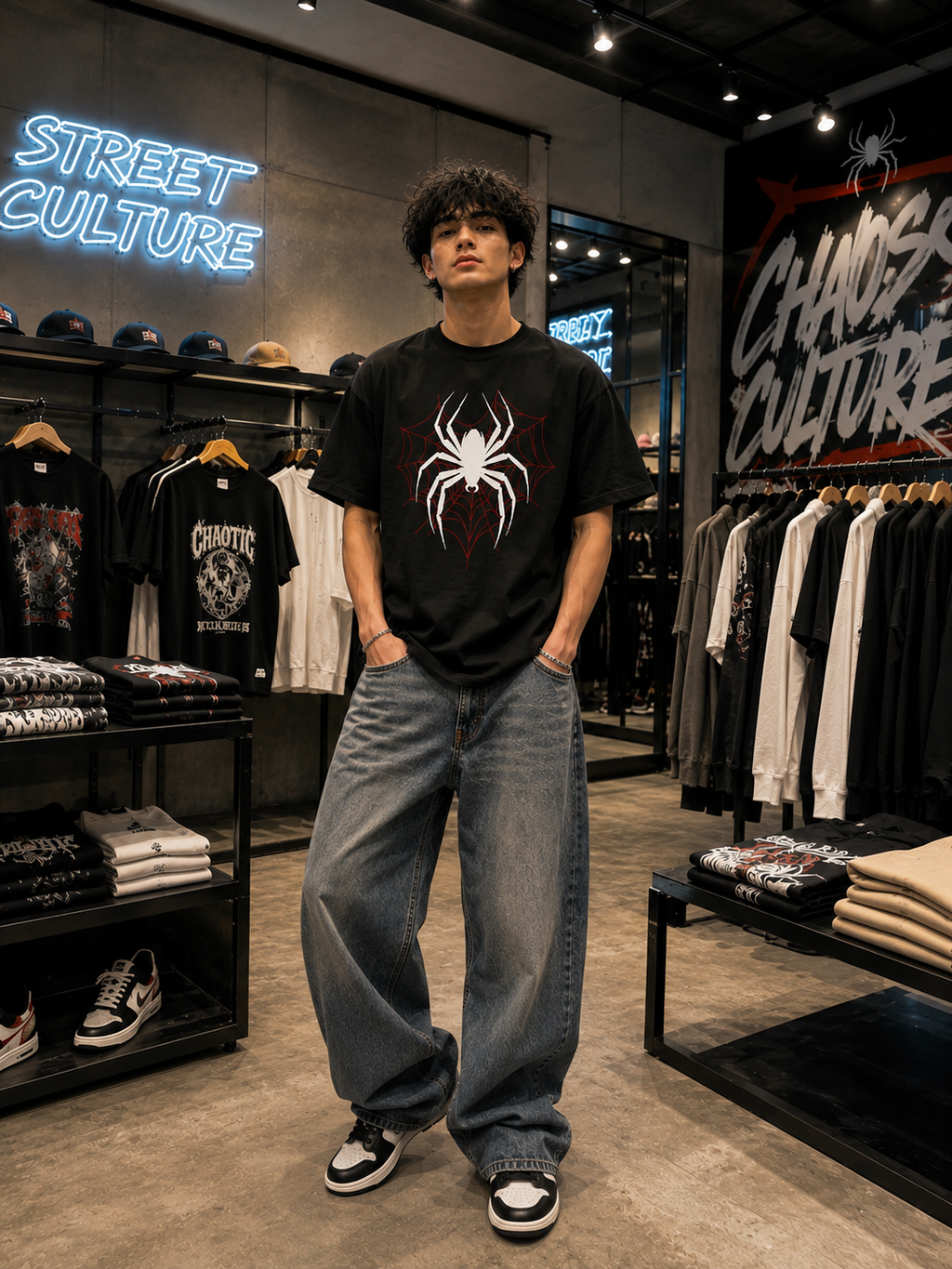 Spider Web Oversized Graphic T-Shirt – Black | Premium Streetwear