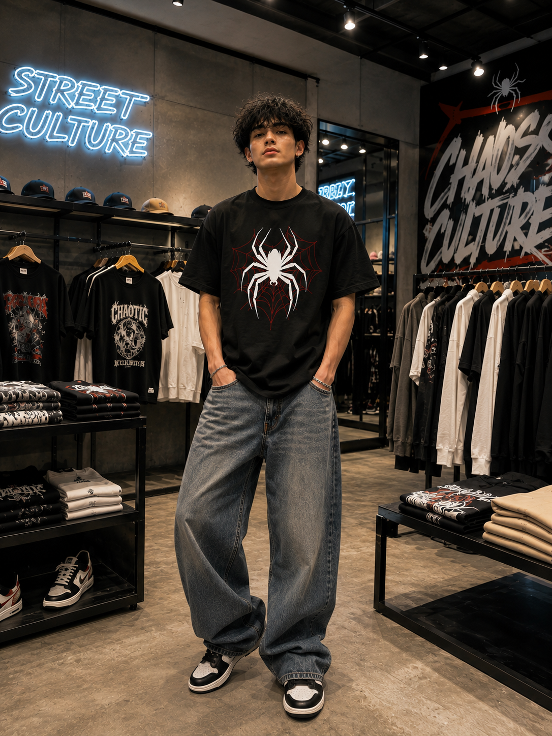 Spider Web Oversized Graphic T-Shirt – Black | Premium Streetwear