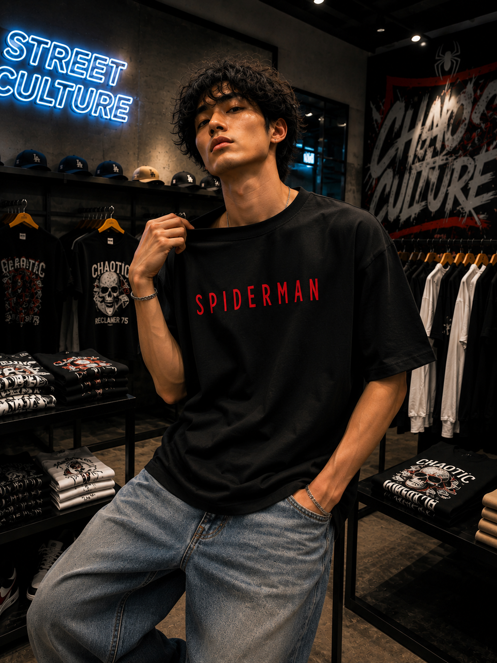 SPIDERMAN ESSENTIAL OVERSIZED T-SHIRT – BLACK | PREMIUM STREETWEAR