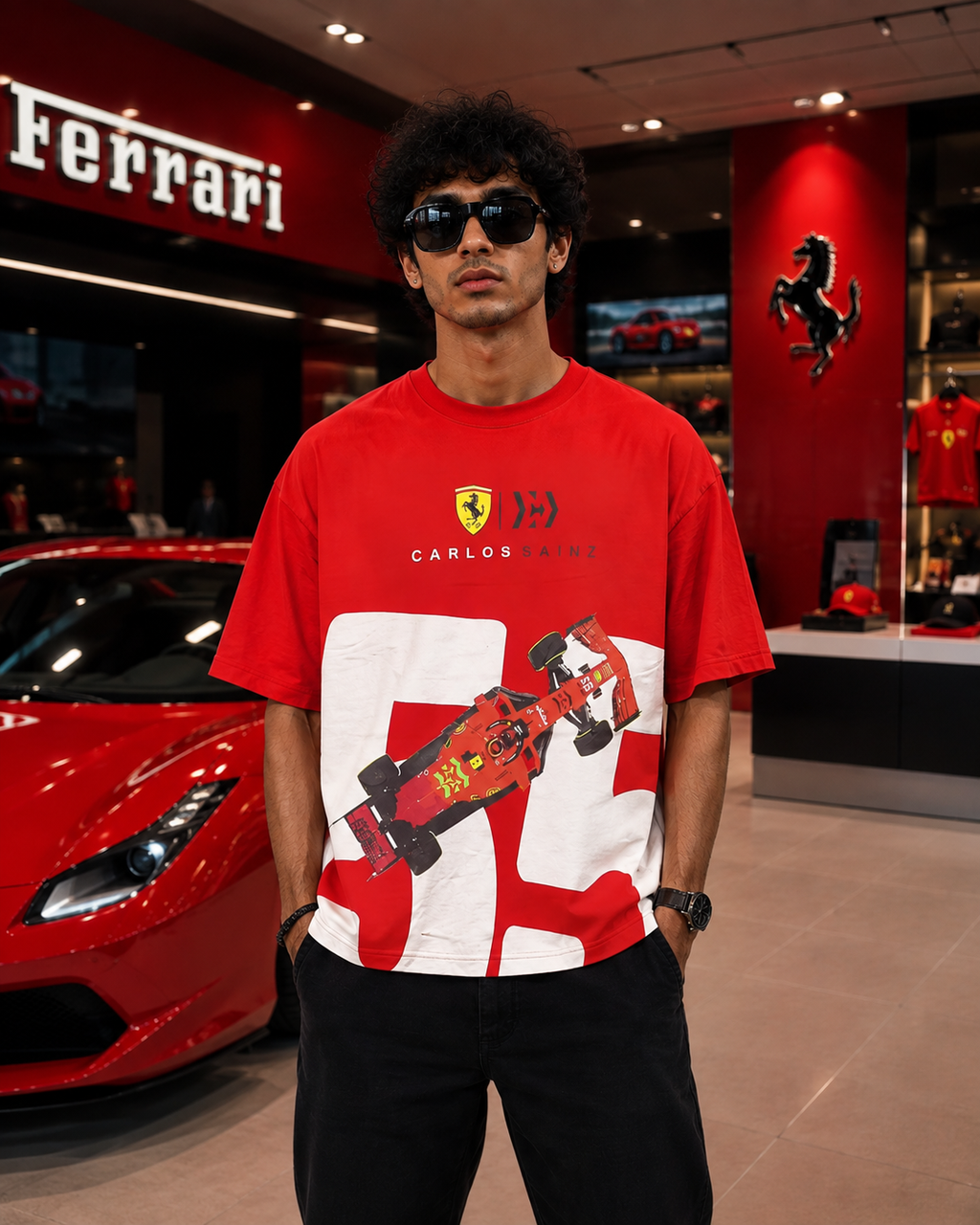 FERARRI CARLOS SAINZ SCUDERIA RACE DAY OVERSIZED T-SHIRT – RED