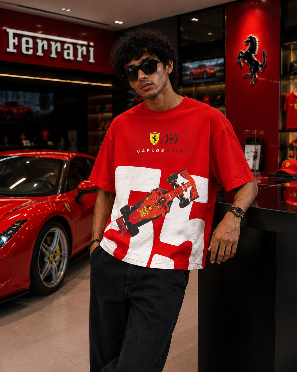 FERARRI CARLOS SAINZ SCUDERIA RACE DAY OVERSIZED T-SHIRT – RED