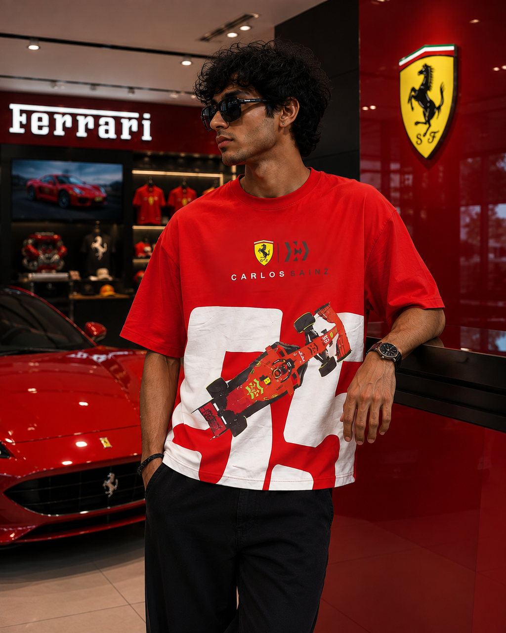FERARRI CARLOS SAINZ SCUDERIA RACE DAY OVERSIZED T-SHIRT – RED