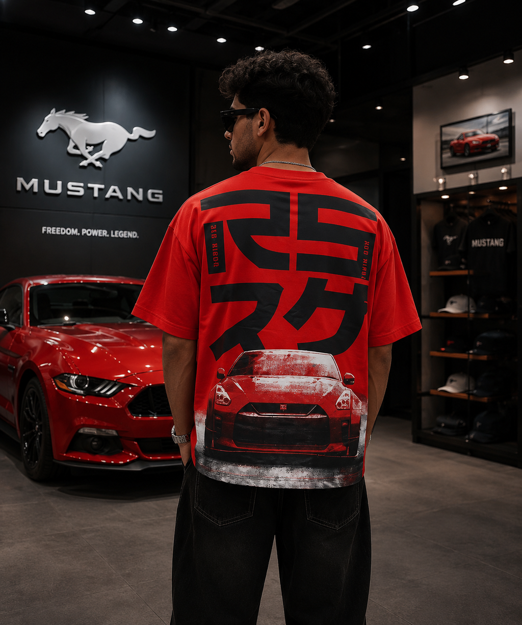 MUSTANG GT STREET LEGEND OVERSIZED T-SHIRT – RED