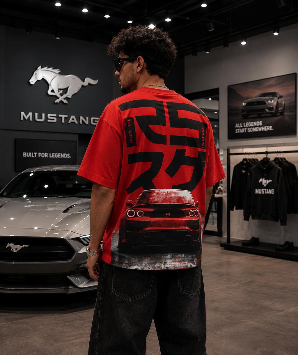 MUSTANG GT STREET LEGEND OVERSIZED T-SHIRT – RED