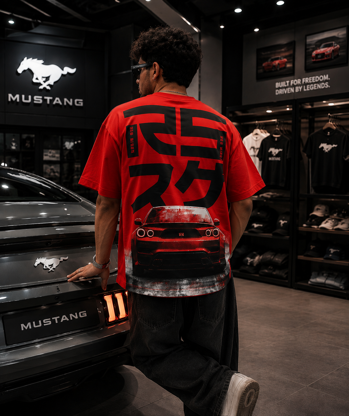MUSTANG GT STREET LEGEND OVERSIZED T-SHIRT – RED
