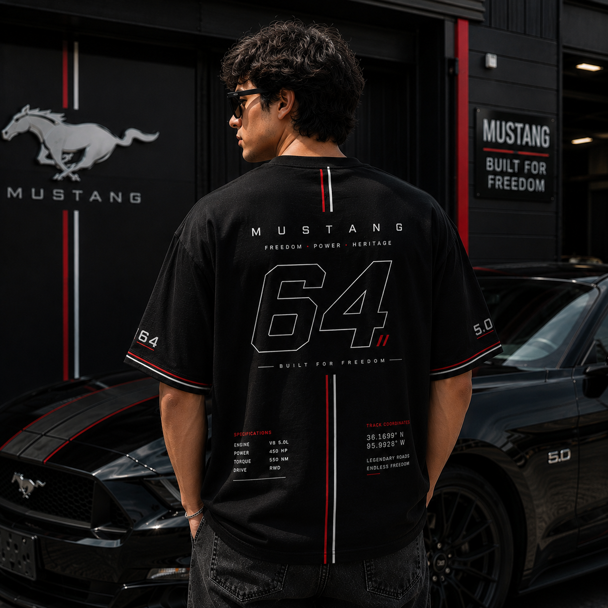 MUSTANG 64 HERITAGE OVERSIZED T-SHIRT | PREMIUM MOTORSPORT STREETWEAR