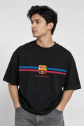 FC Barcelona Classic Stripe Oversized T-Shirt – Black Edition