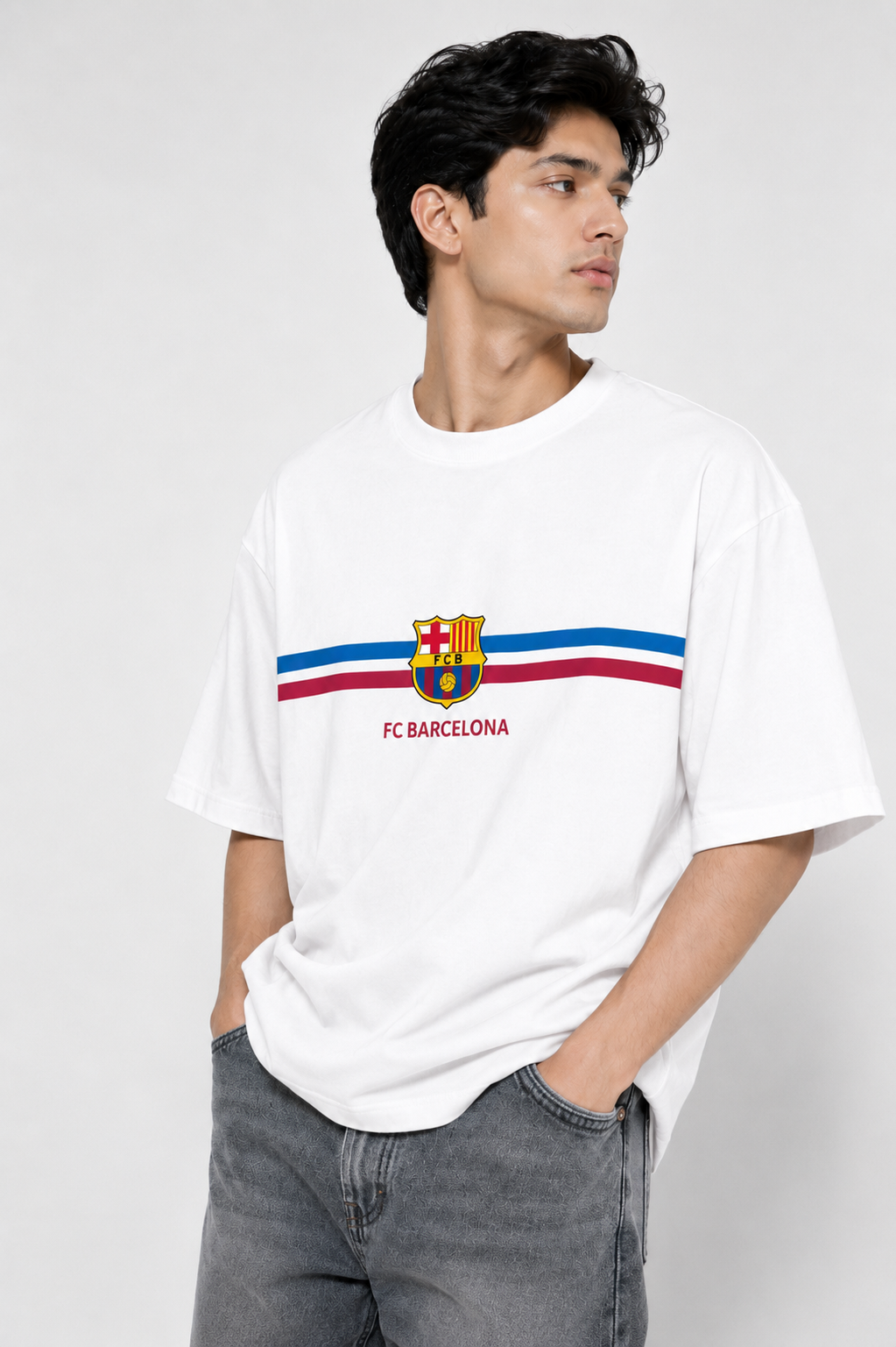 FC Barcelona Heritage Oversized T-Shirt – White Edition