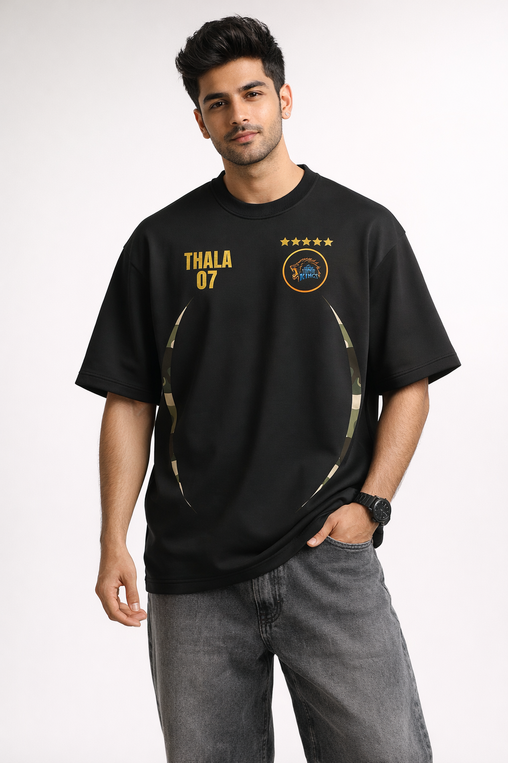 Captain 07 Oversized Tee – 240 GSM Premium Cotton (Black)