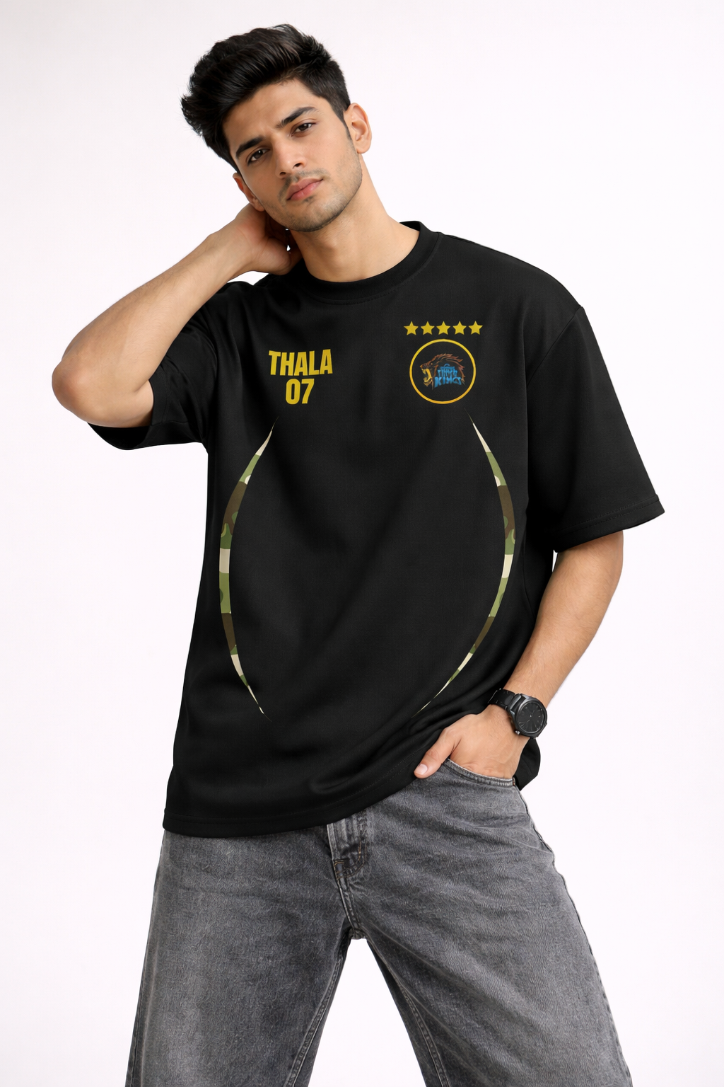 Captain 07 Oversized Tee – 240 GSM Premium Cotton (Black)
