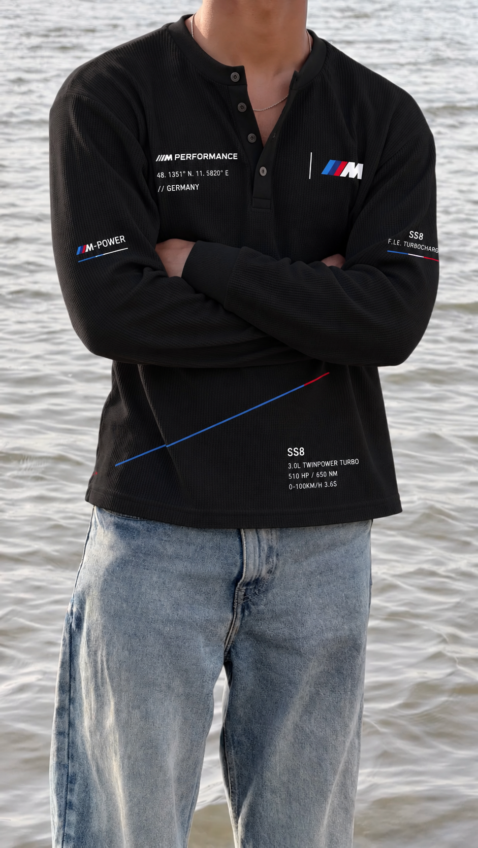 BMW M-Power Precision Henley Waffle Tee