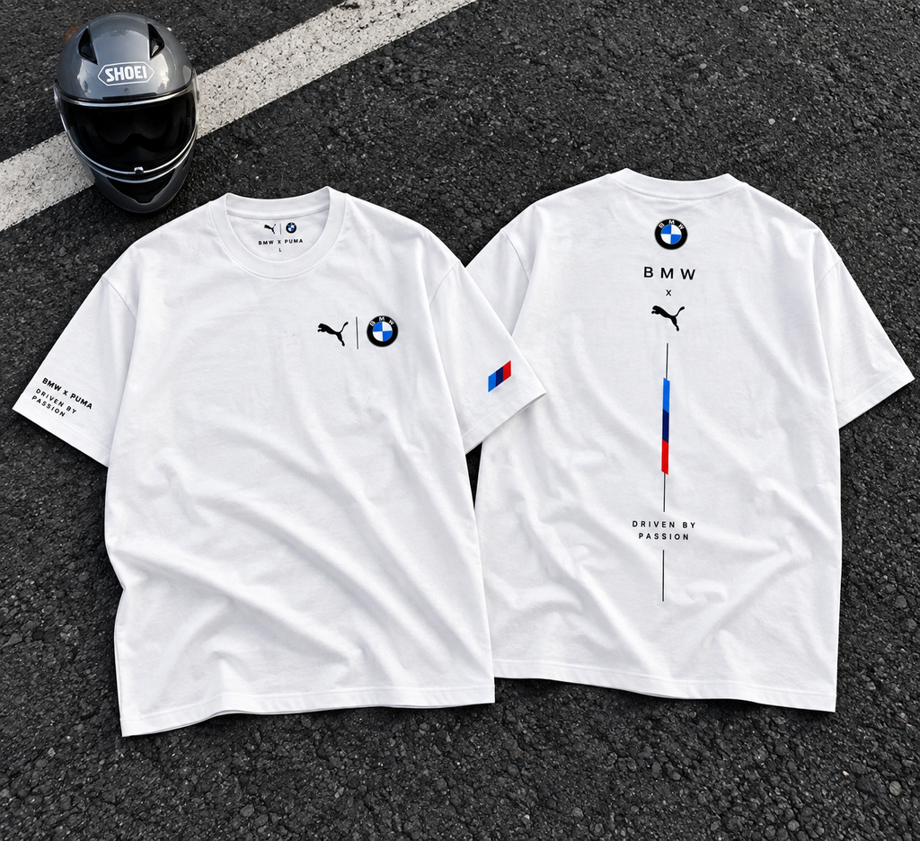 BMW Motorsport Vertical Stripe T-Shirt – White