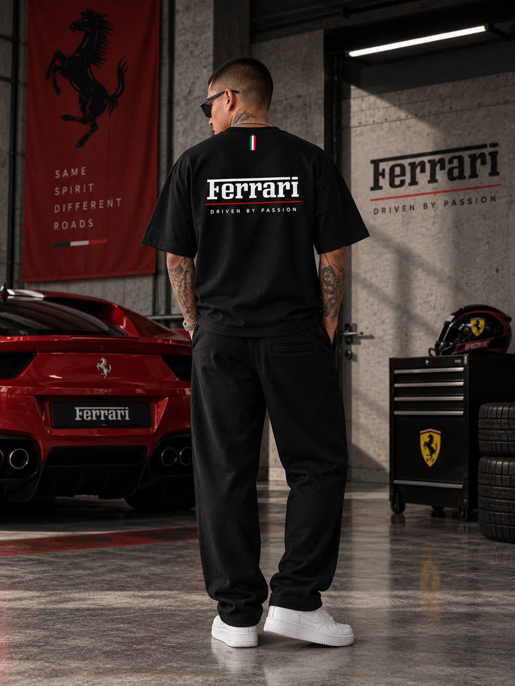 Ferrari Racing Black Tracksuit Set