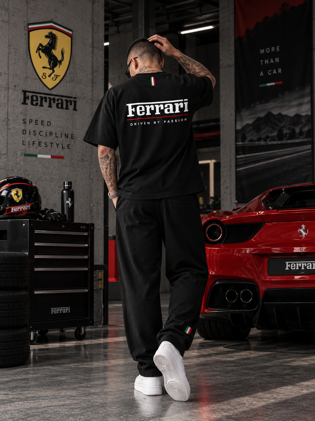 Ferrari Racing Black Tracksuit Set