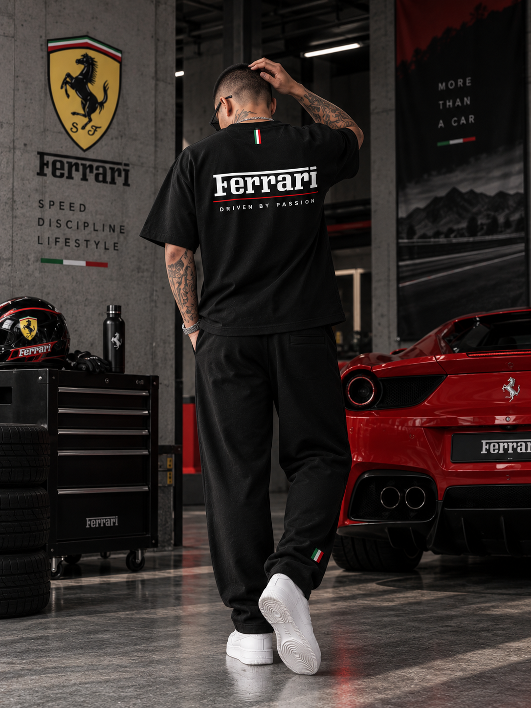 Ferrari Racing Black Tracksuit Set