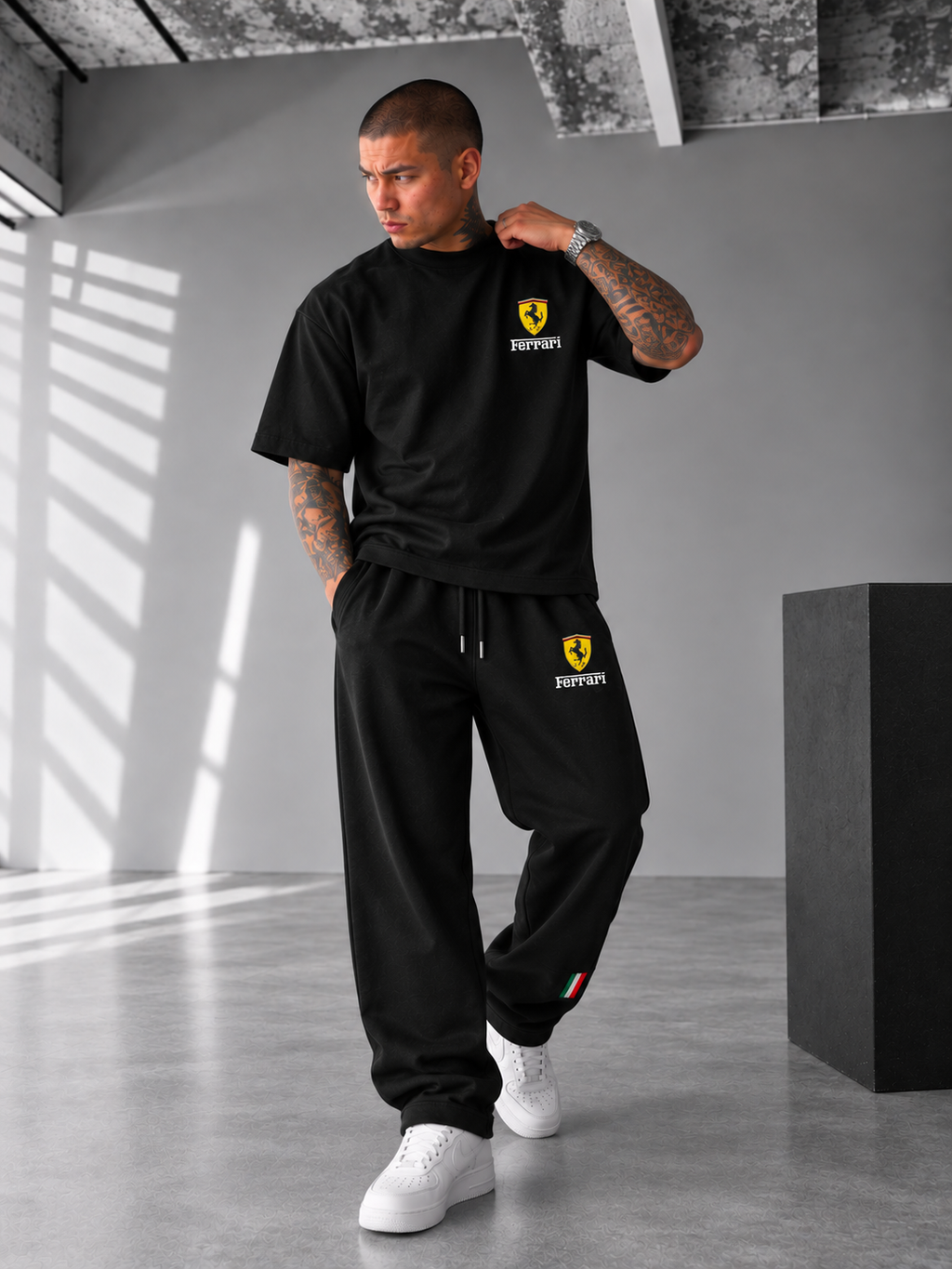 Ferrari Racing Black Tracksuit Set