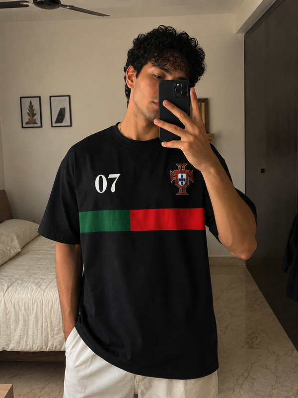 Portugal oversized black tee