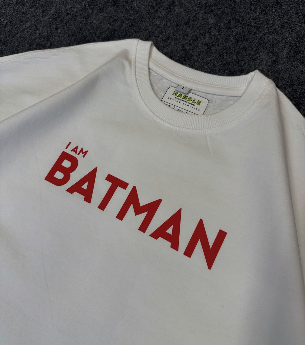 I AM BATMAN Oversized Graphic T-Shirt – White Edition