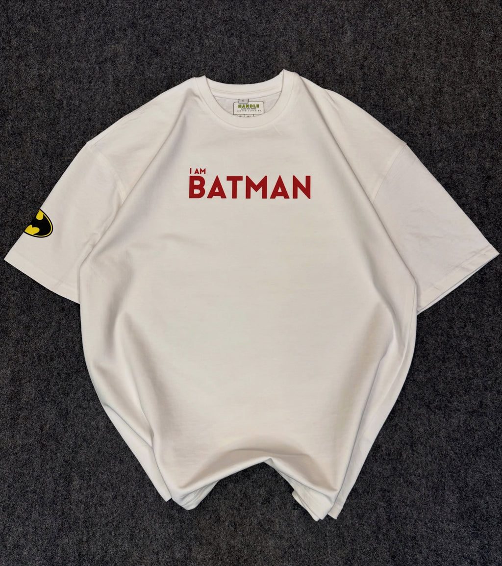 I AM BATMAN Oversized Graphic T-Shirt – White Edition
