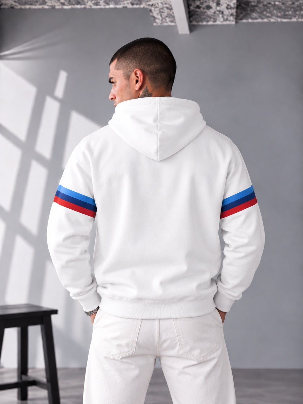 M Power Racing Stripe Hoodie – White