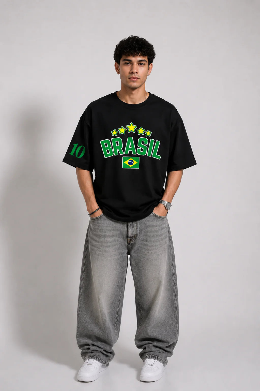 Brasil No.10 Oversized T-Shirt – Black Edition